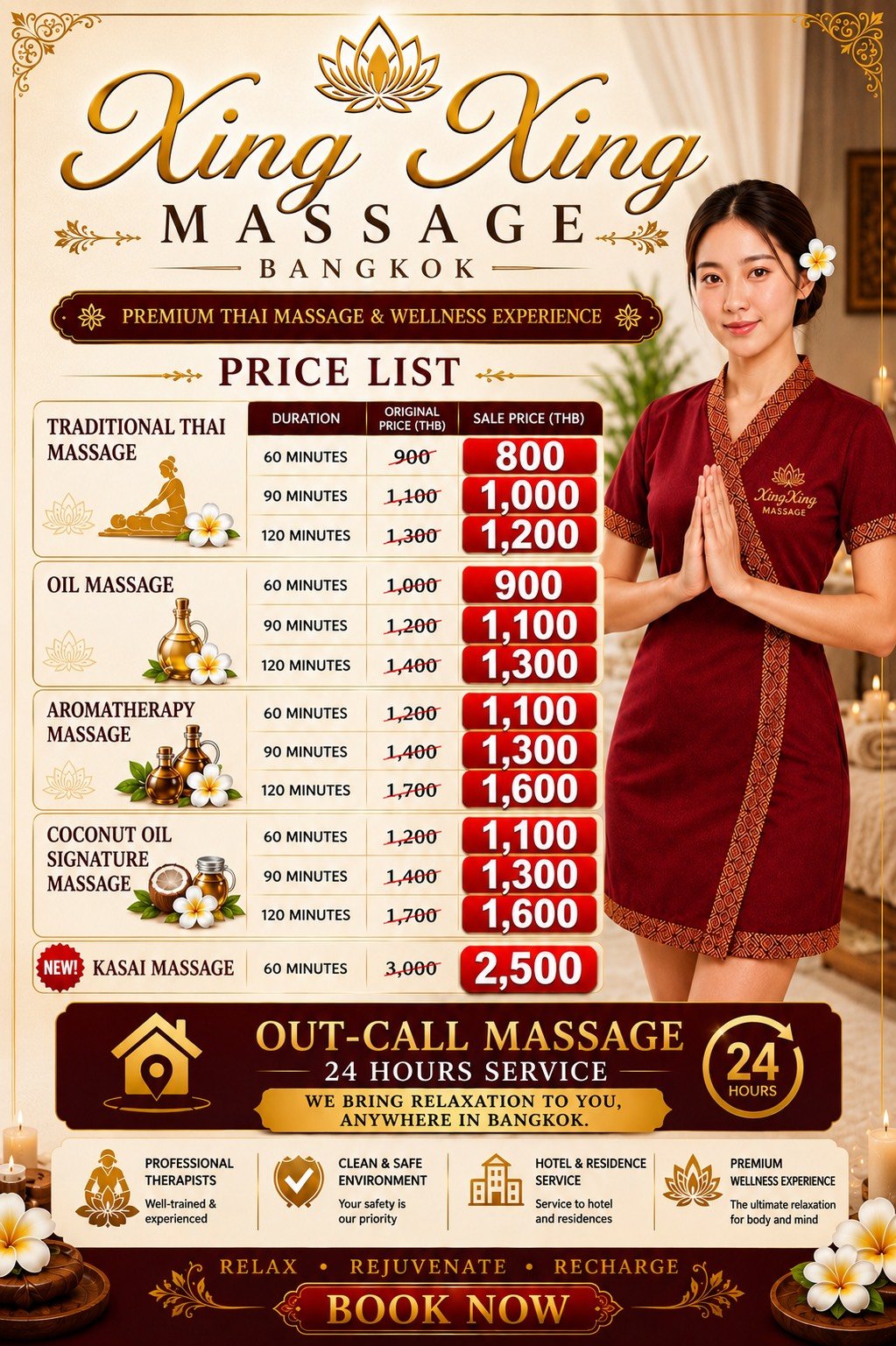 XingXing Massage Bangkok – Price List & Out-Call Promotion